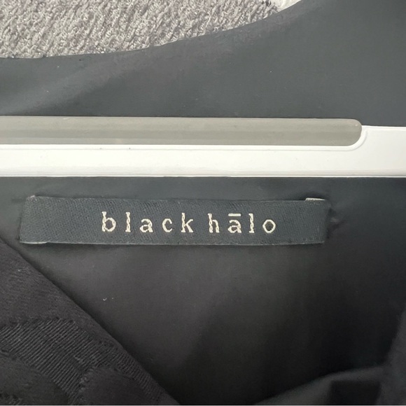 Black Halo Jackie O Belted Sheath Mini Dress Black Patterned - Picture 8 of 8